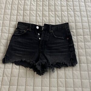 Zara Black Frayed Jean Shorts